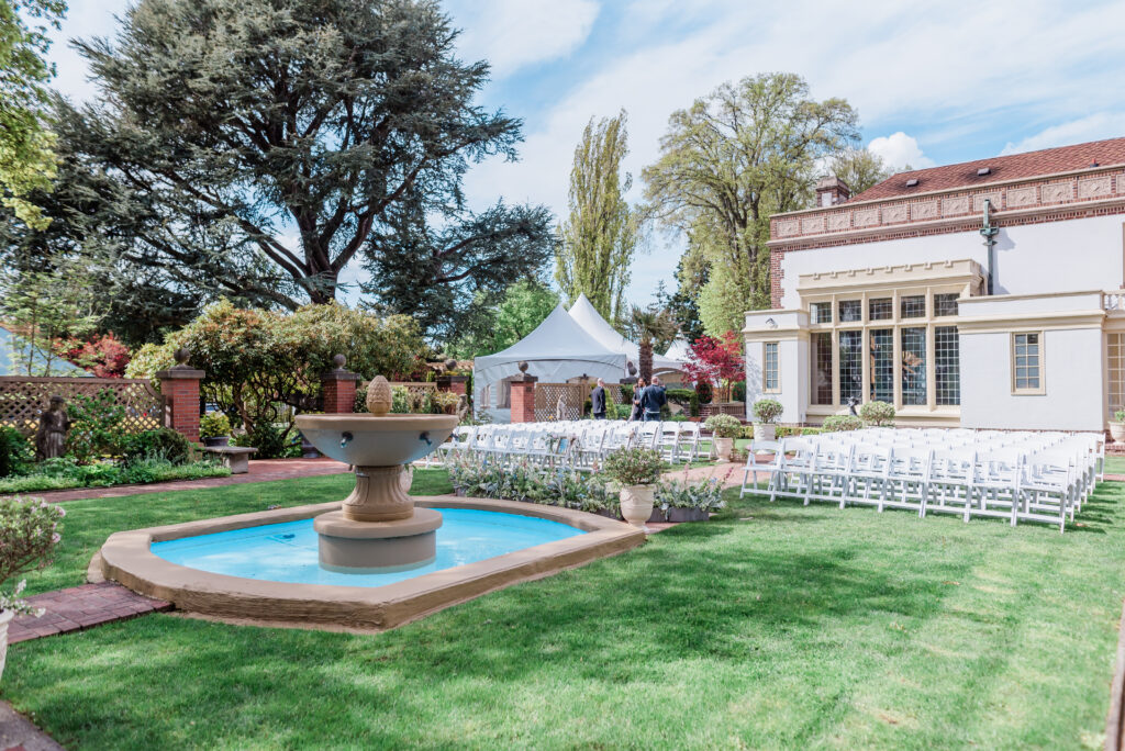 The lush garden space at Lairmont Manor is usually reserved for outdoor wedding ceremonies, garden tea parties, small brunches, and socializing.